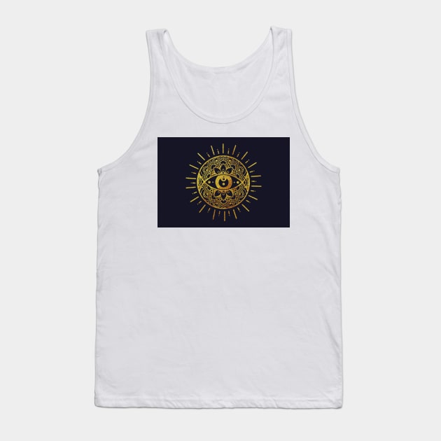 Golden Evil Eye Tank Top by aterkaderk